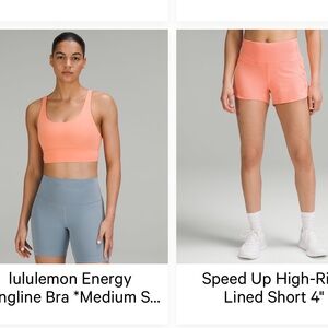 lululemon Energy Longline Bra sunny coral
